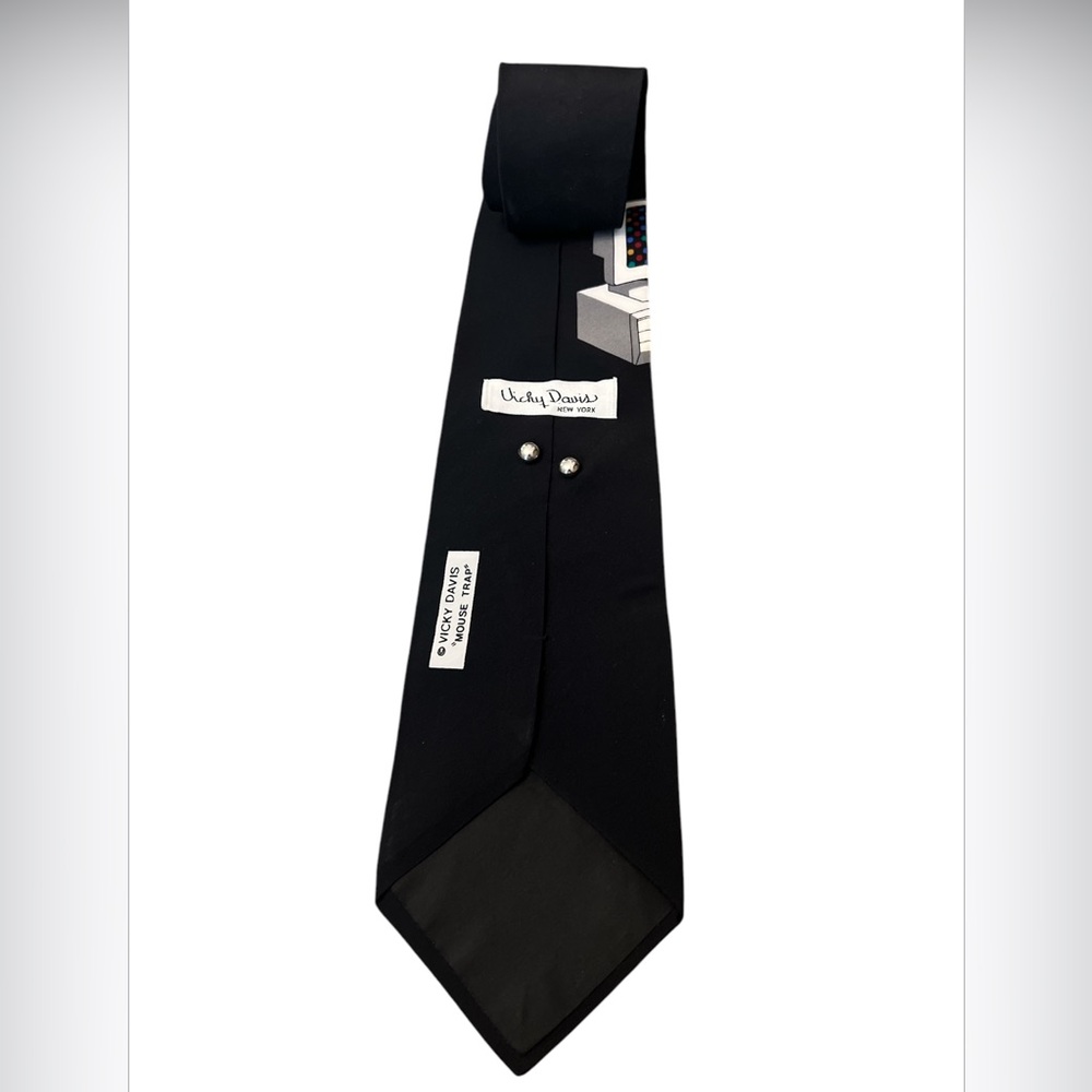 Vicky Davis Necktie Silk Mouse Trap Computer Mouse Usa Tie Black Retro Computer View 4
